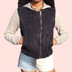 Forever 21 Black and Gray Hooded Jacket